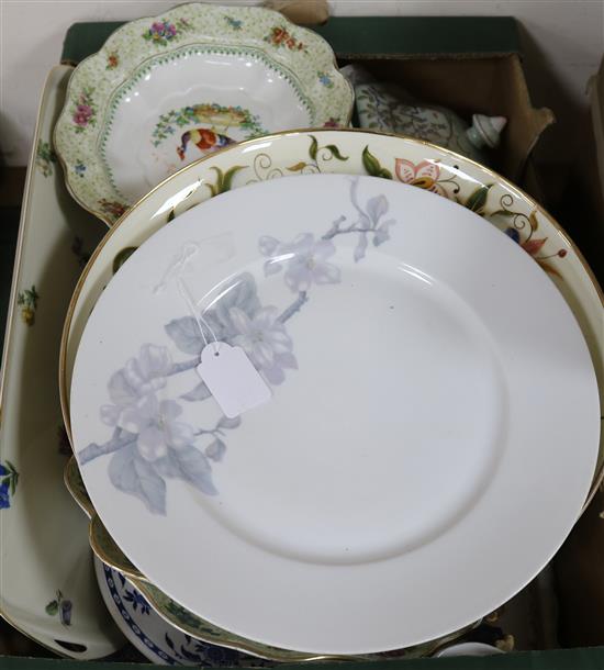 A Hollohaza Iznik style dish, a Doulton series ware plate, a Booths part dessert set etc